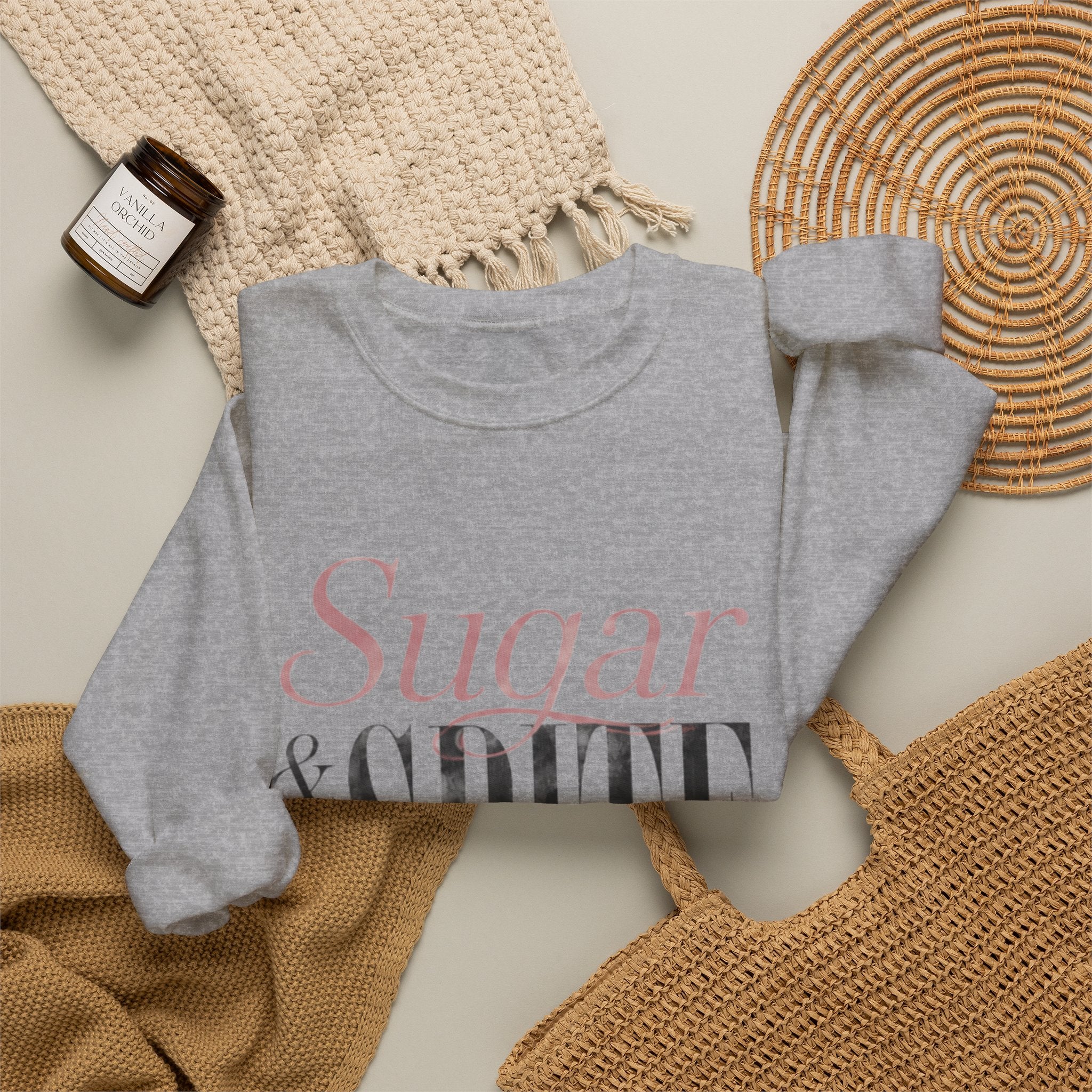 Sugar & Spite Crewneck Sweatshirt - Feminine Pink Typography Pullover