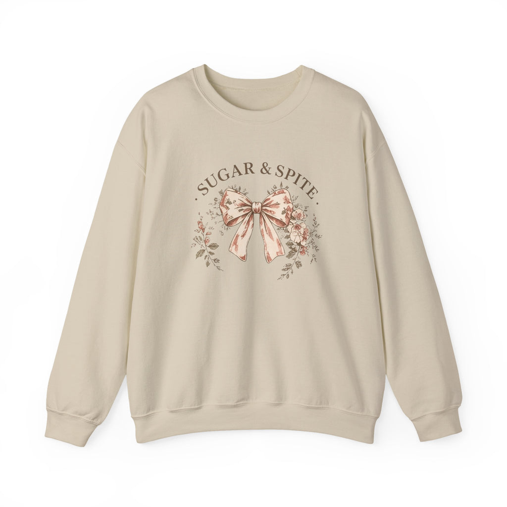 Sugar & Spite Bow Sweatshirt — Vintage Floral Crewneck