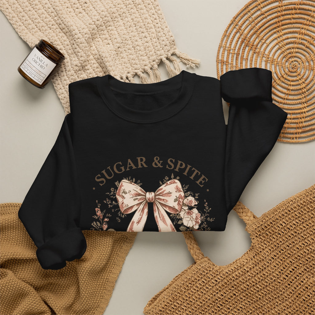 Sugar & Spite Bow Sweatshirt — Vintage Floral Crewneck