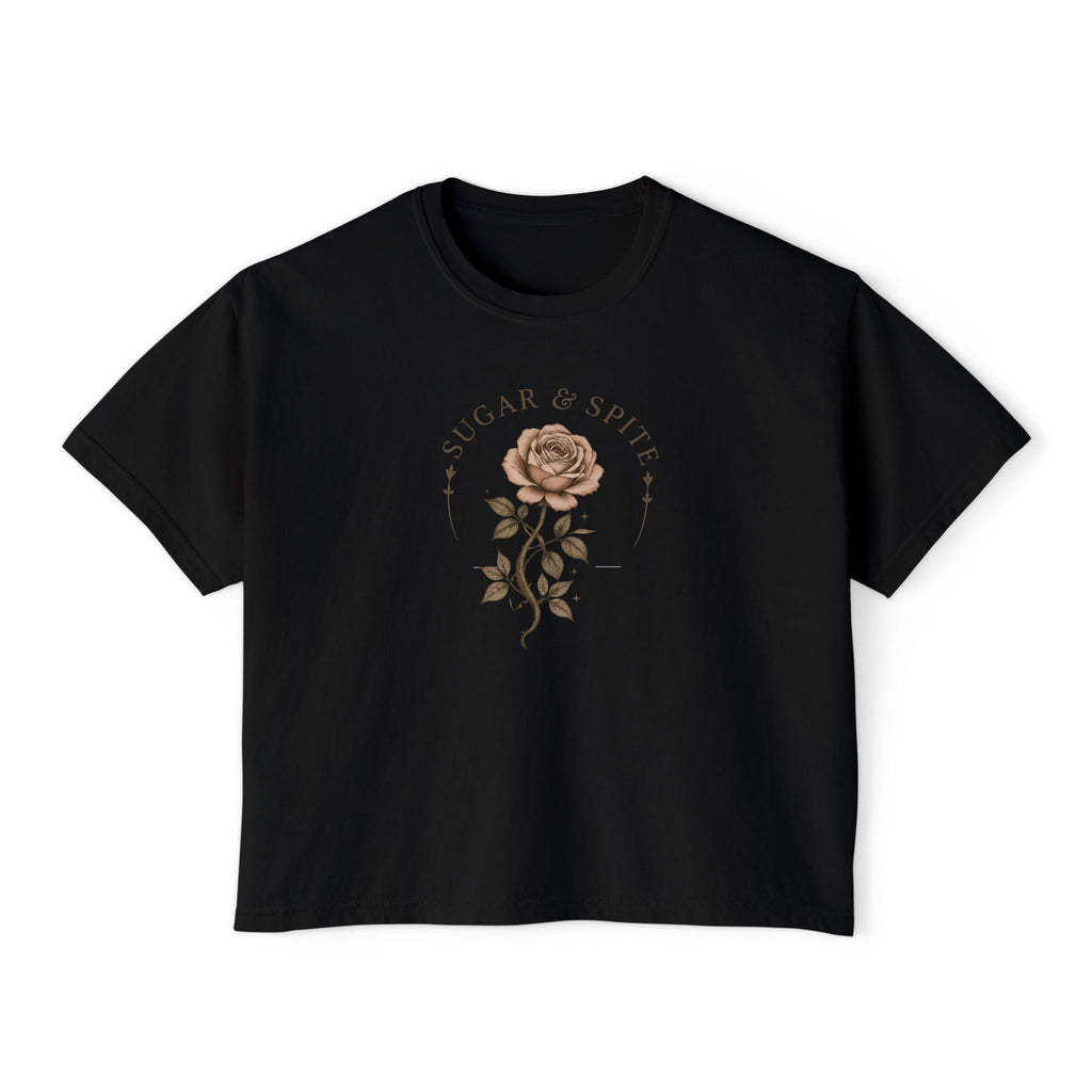 Sugar & Spice Rose Boxy Tee — Women's Floral Graphic T-Shirt
