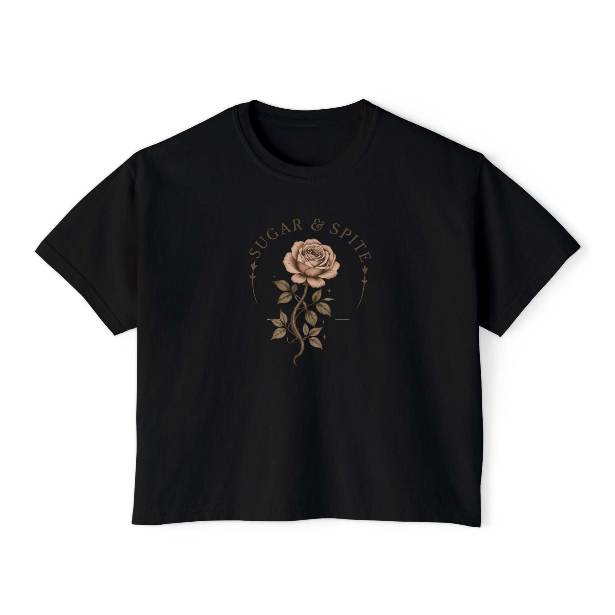 Sugar & Spice Rose Boxy Tee — Women's Floral Graphic T-Shirt