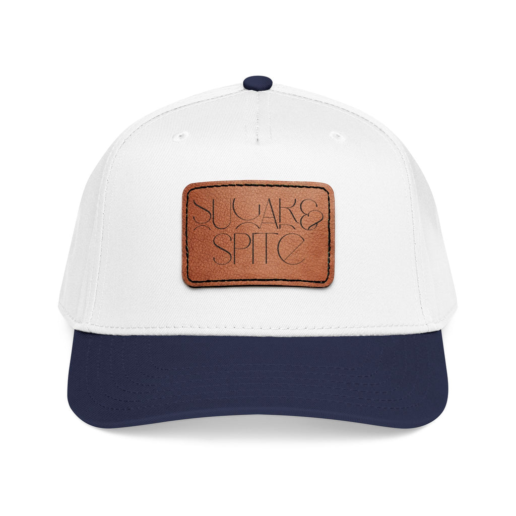 Leather Patch Baseball Cap — 'SUGAR & SPICE' Mid-Profile Hat