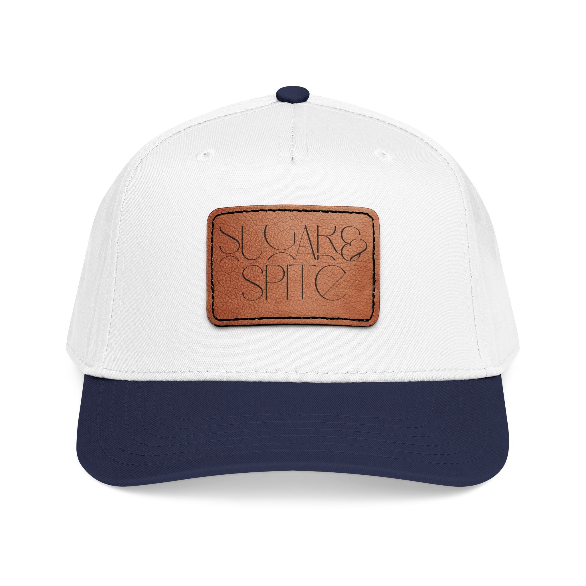 Leather Patch Baseball Cap — 'SUGAR & SPICE' Mid-Profile Hat