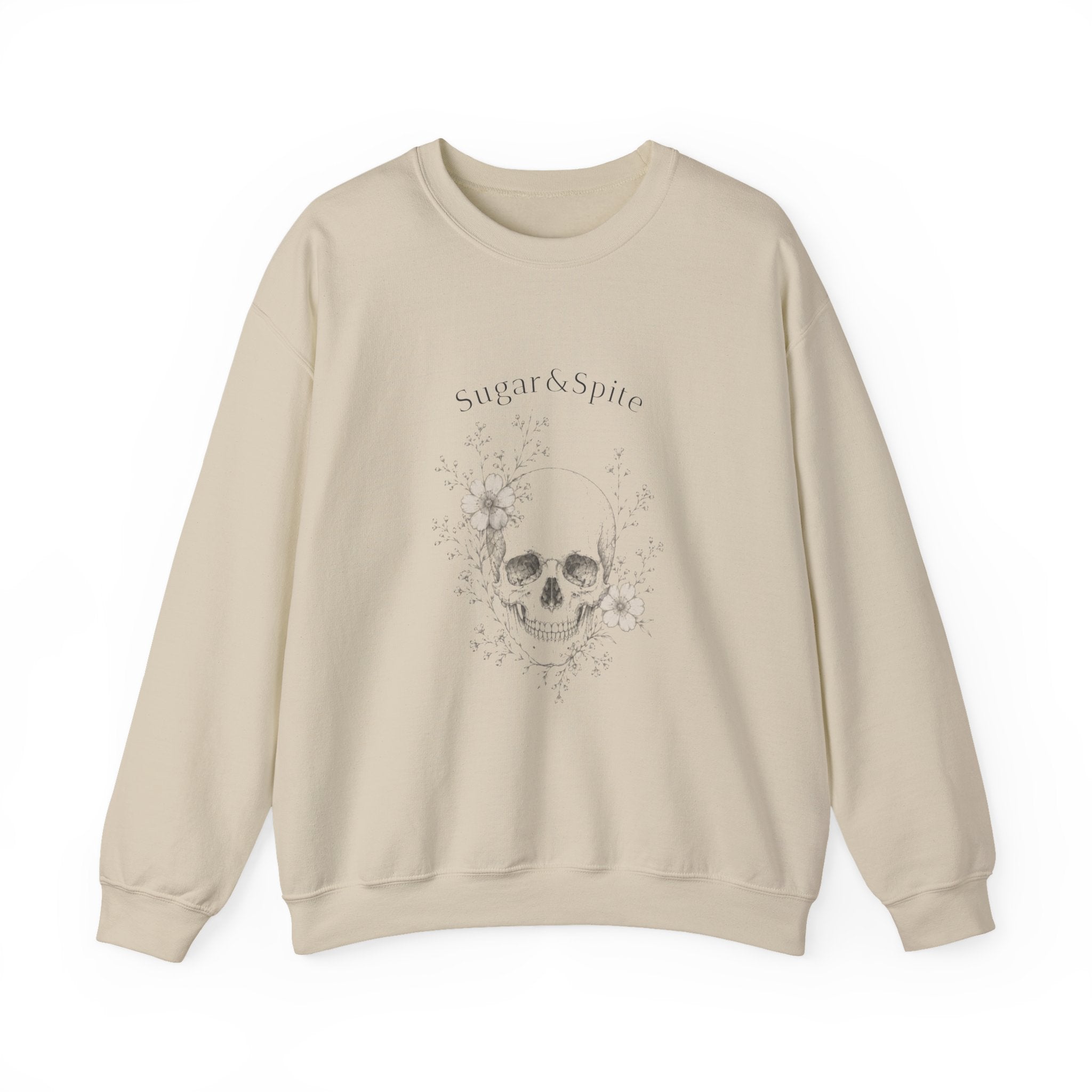 Floral Skull Graphic Crewneckn Sweatshirt