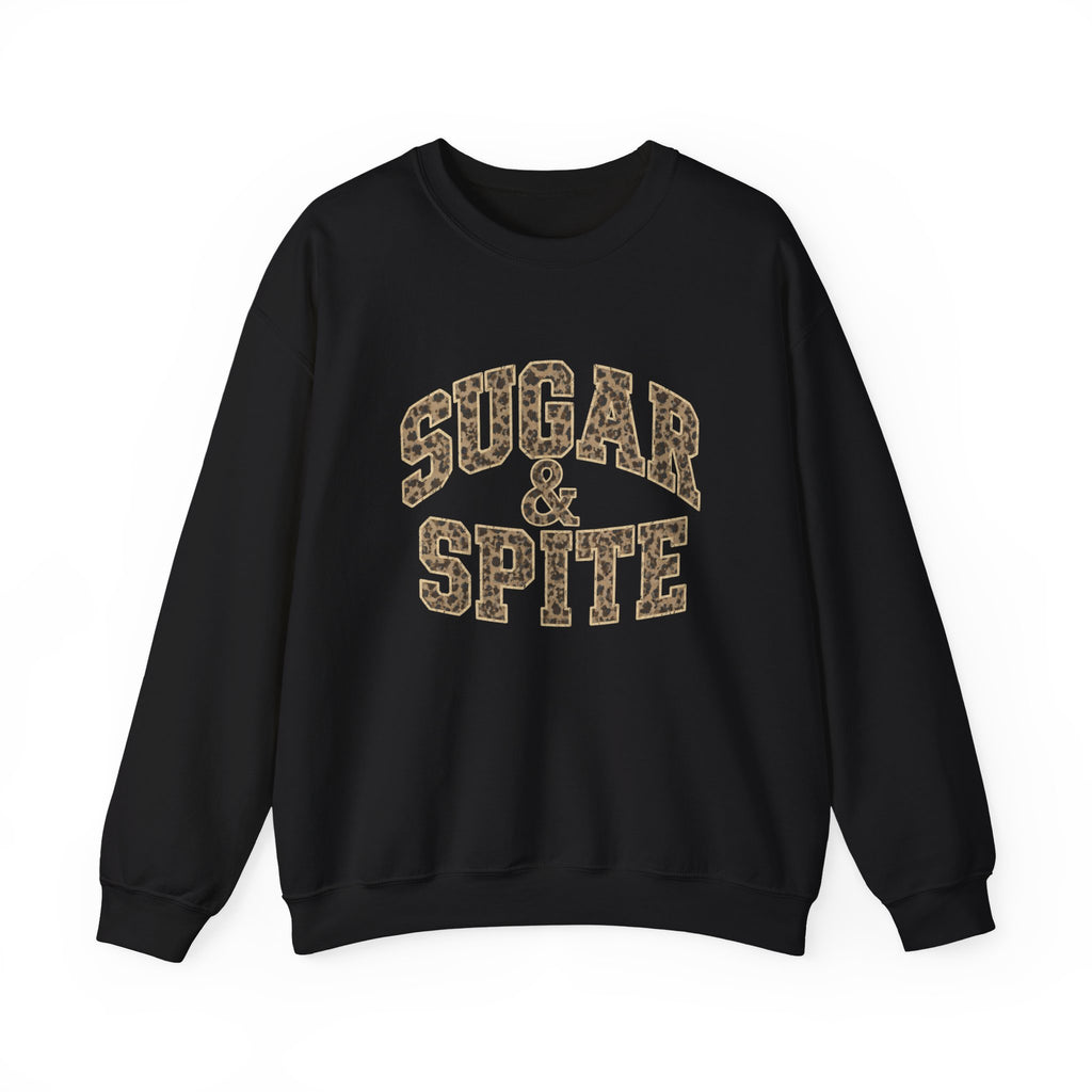 Sugar & Spite Leopard Varsity Logo Crewneck Sweatshirt