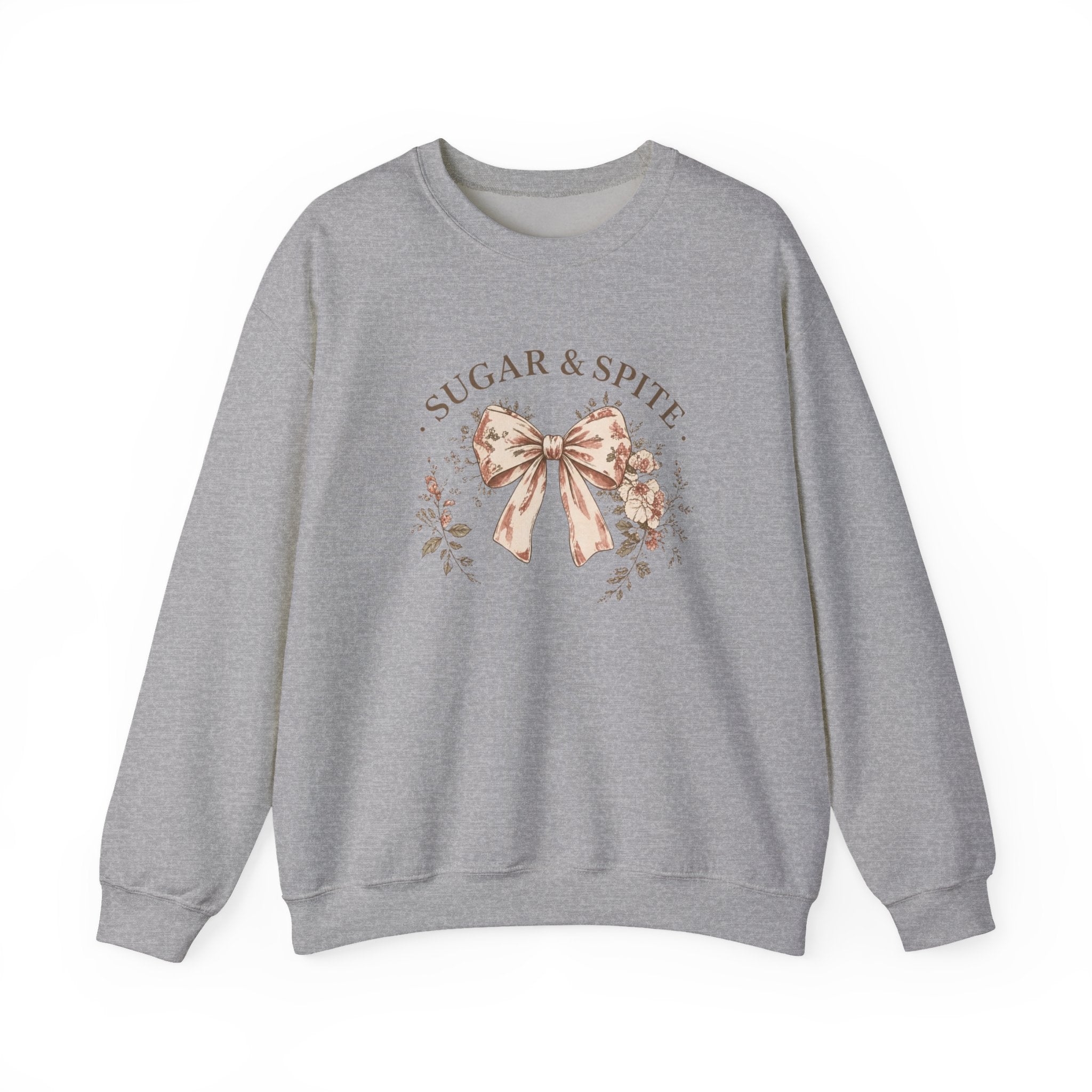 Sugar & Spite Bow Sweatshirt — Vintage Floral Crewneck