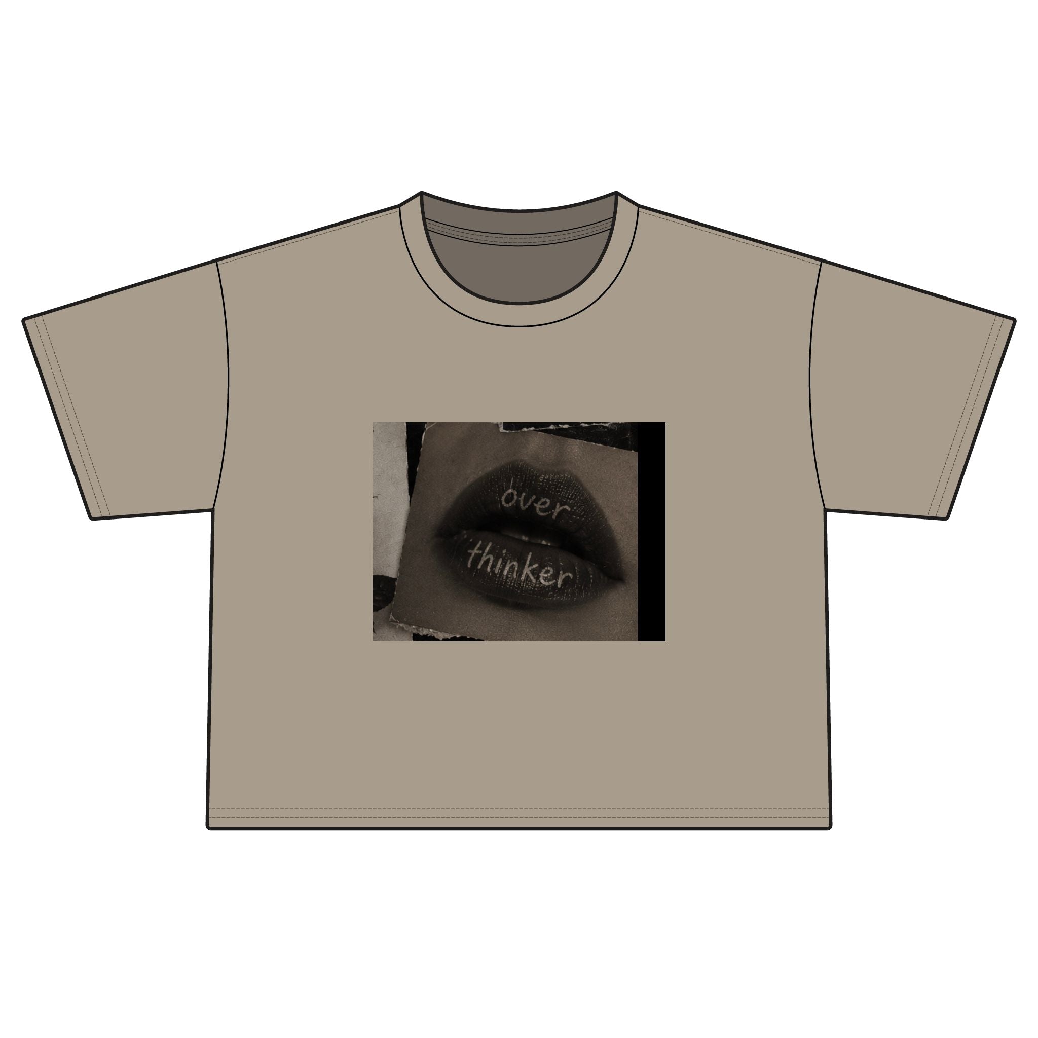Boxy Tee — 'Overthinker' Lips Graphic Women's Crop Tee