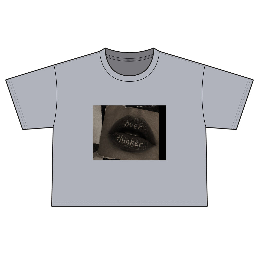 Boxy Tee — 'Overthinker' Lips Graphic Women's Crop Tee