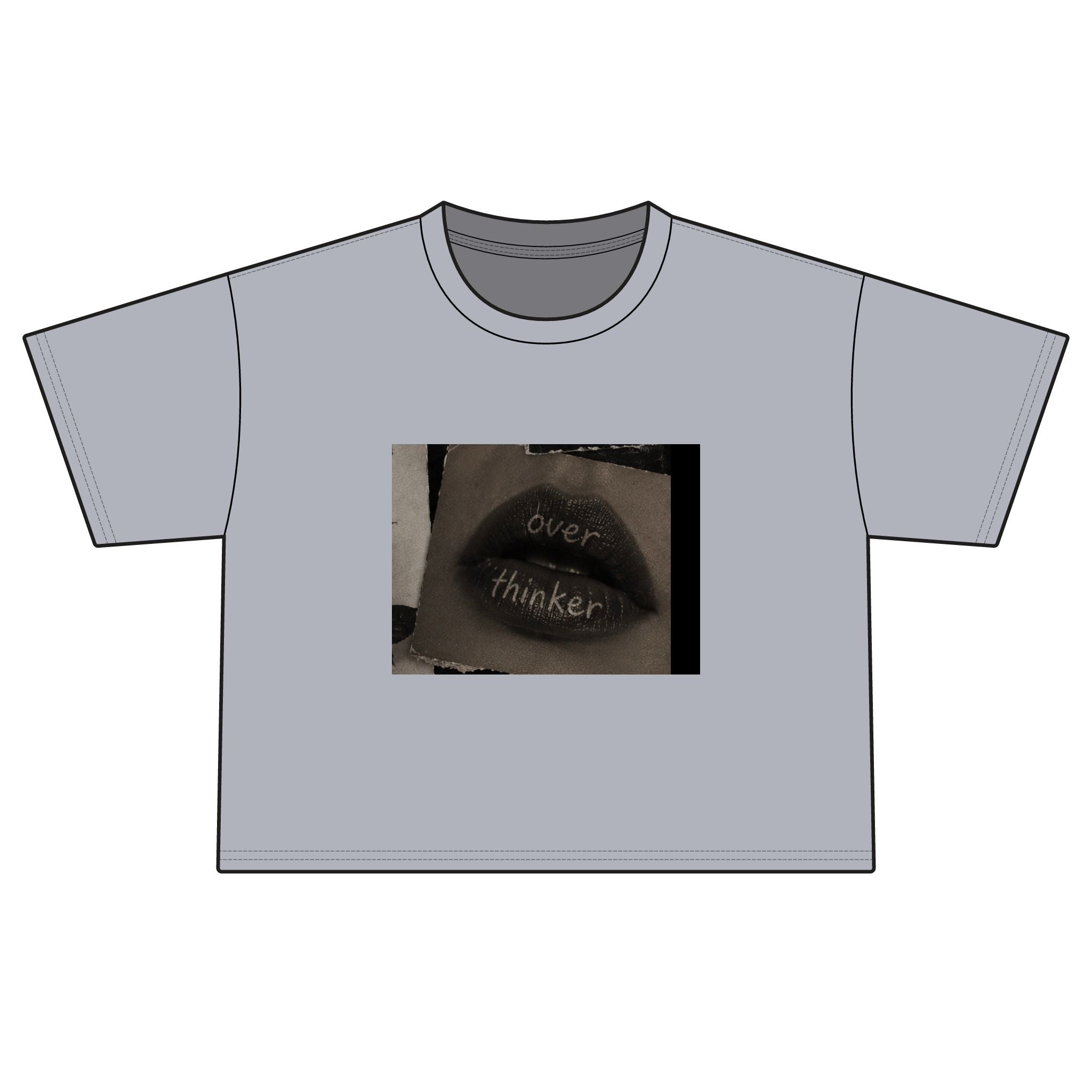 Boxy Tee — 'Overthinker' Lips Graphic Women's Crop Tee