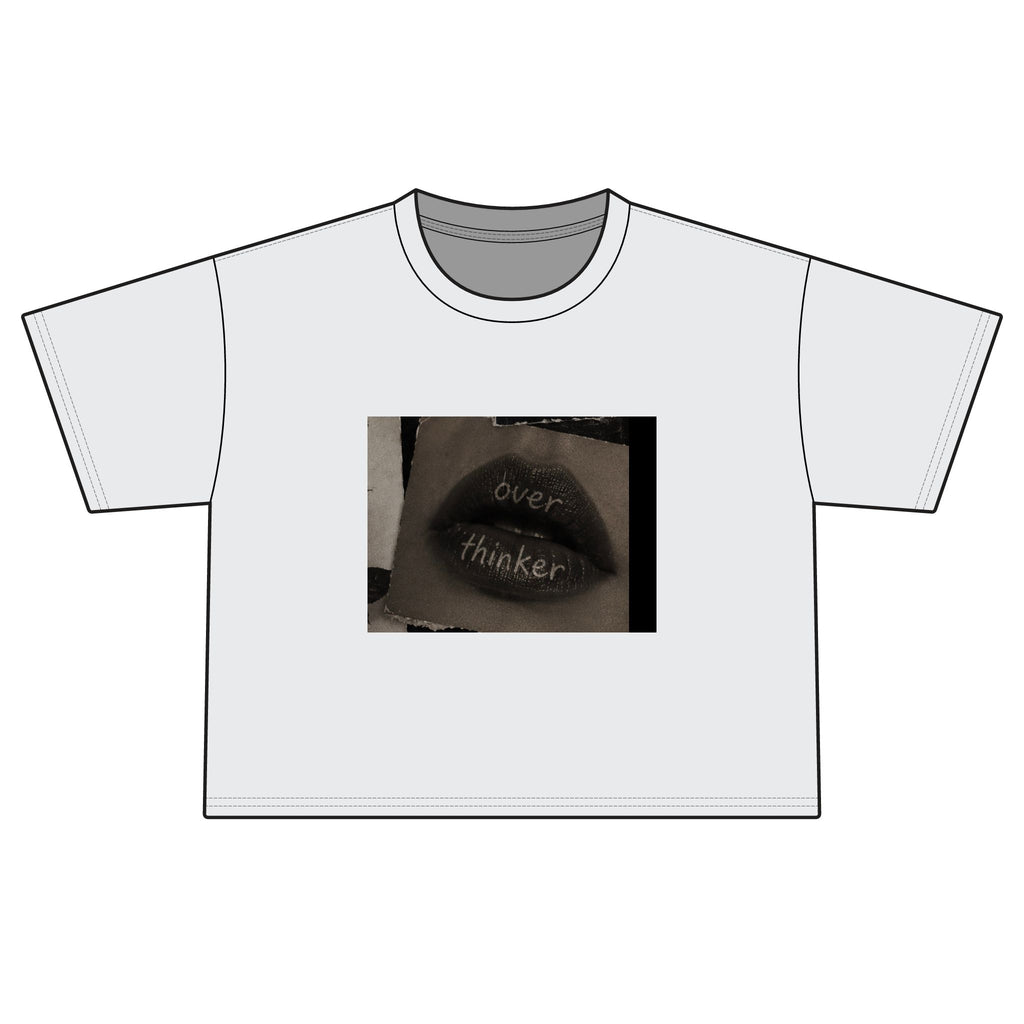 Boxy Tee — 'Overthinker' Lips Graphic Women's Crop Tee