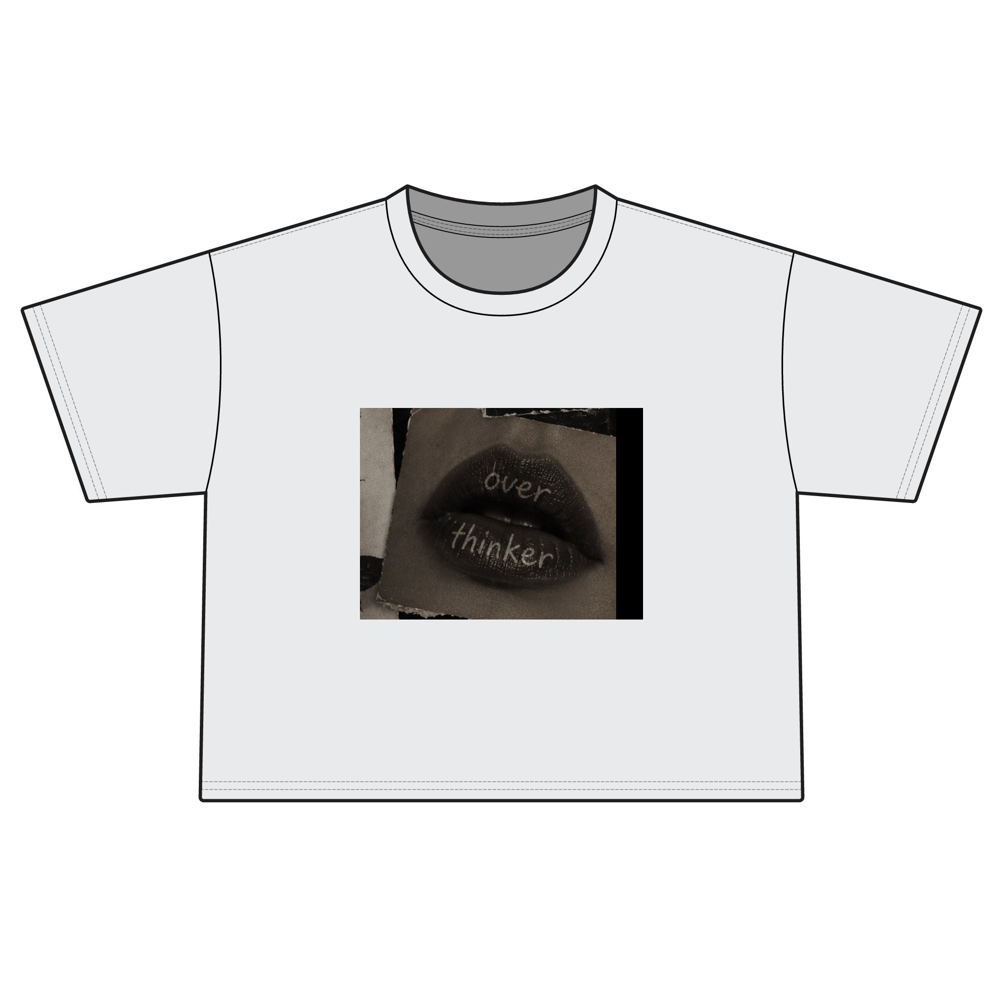 Boxy Tee — 'Overthinker' Lips Graphic Women's Crop Tee