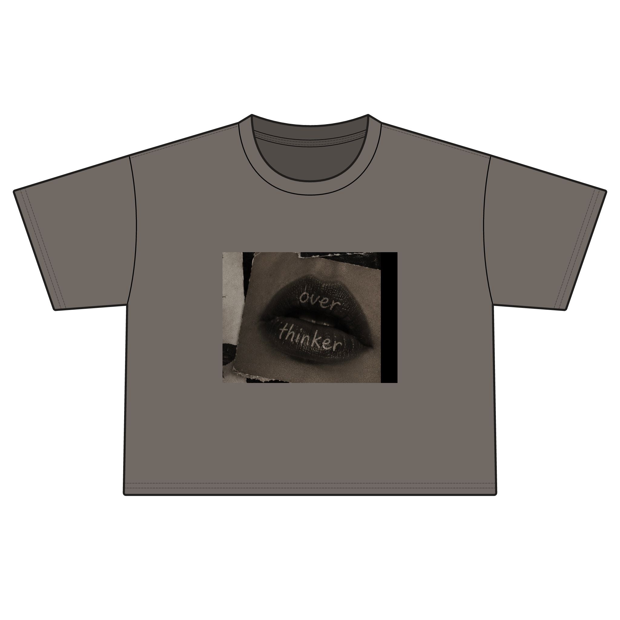Boxy Tee — 'Overthinker' Lips Graphic Women's Crop Tee