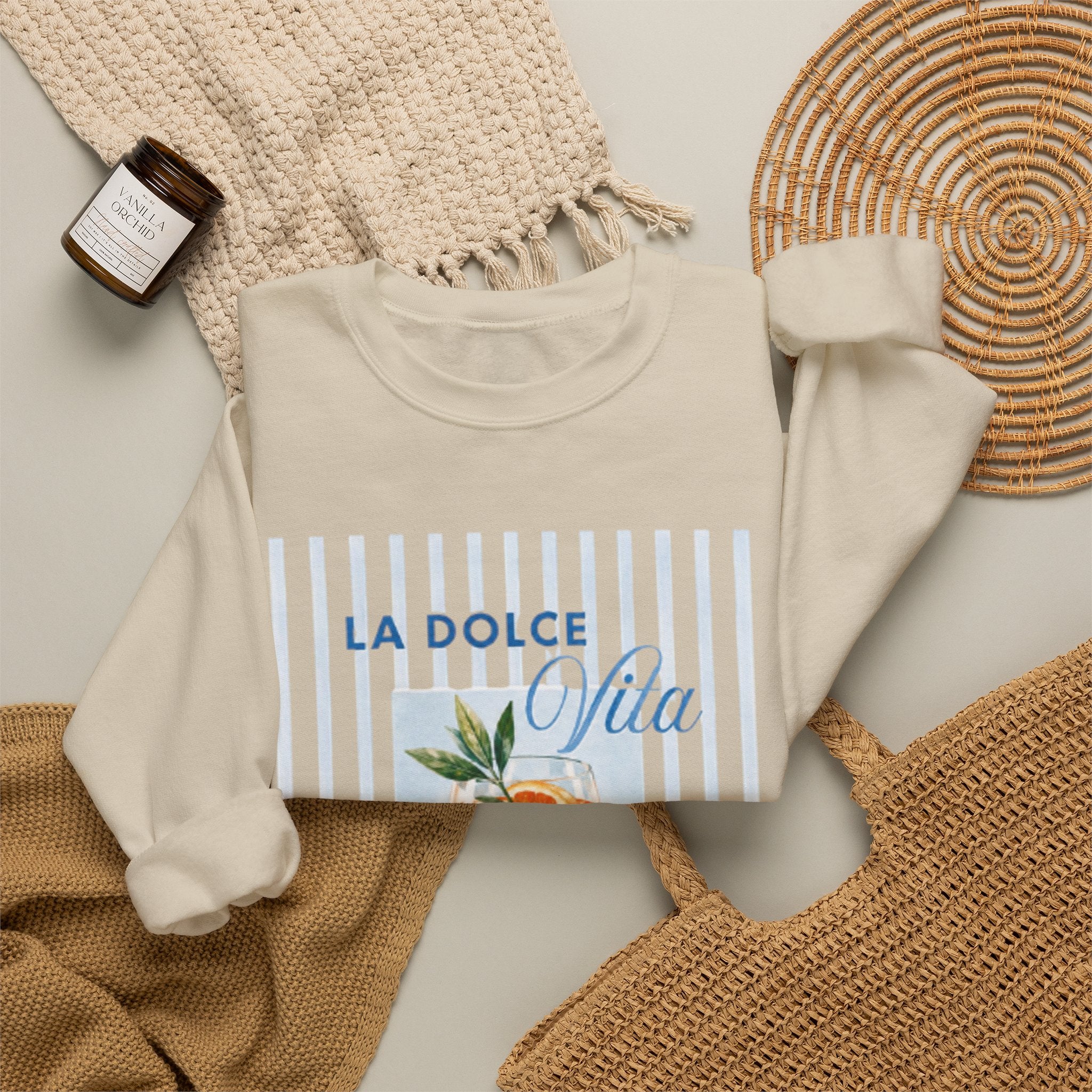 La Dolce Vita Sweatshirt — Orange Cocktail Graphic Crewneck