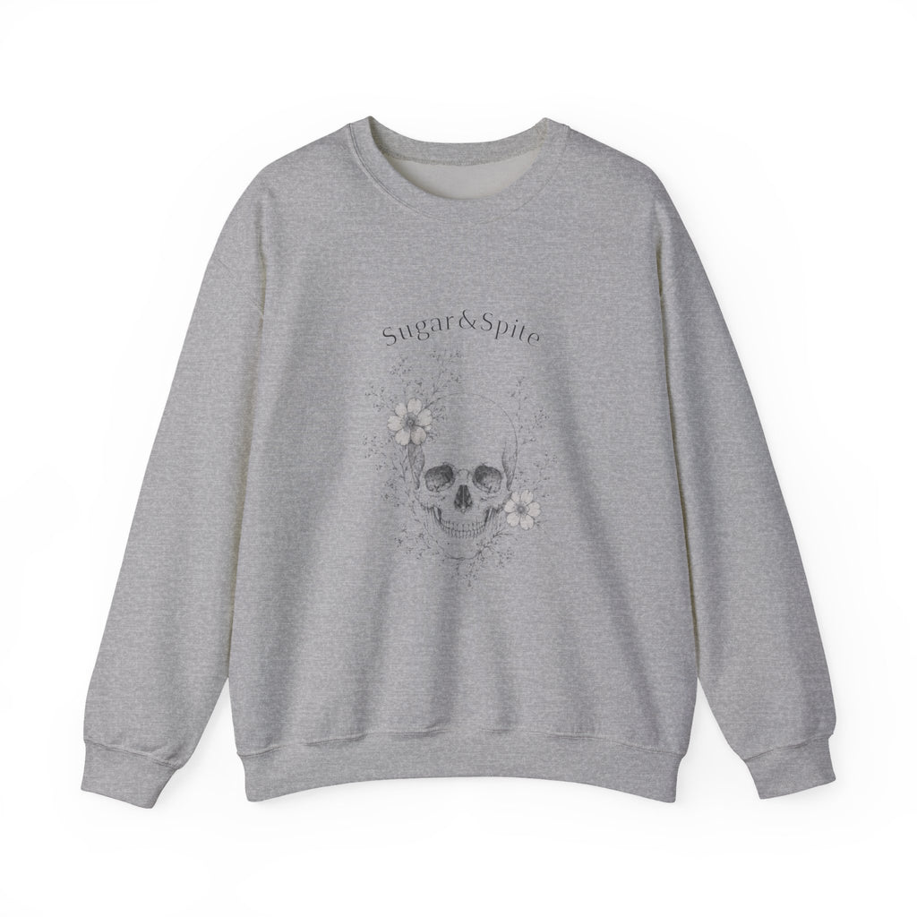 Floral Skull Graphic Crewneckn Sweatshirt